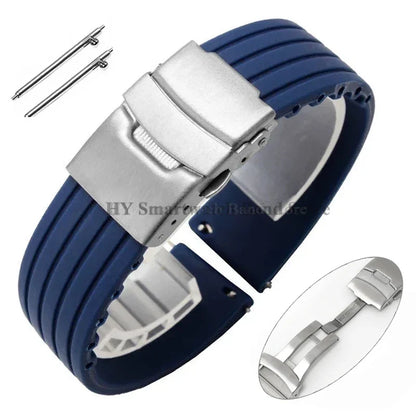 Quick Release Silicone Watch Strap 18–24mm – Sport Rubber Band for Huawei Watch GT2/3/4, Omega, Seiko, Fossil