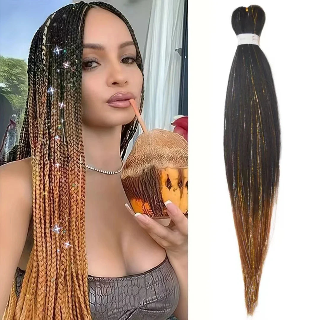 Purple, Pink & White Ombre Straight Braids – Hair Tinsel Festival Rave Extensions for Girls, Crazy Hair Day Braids
