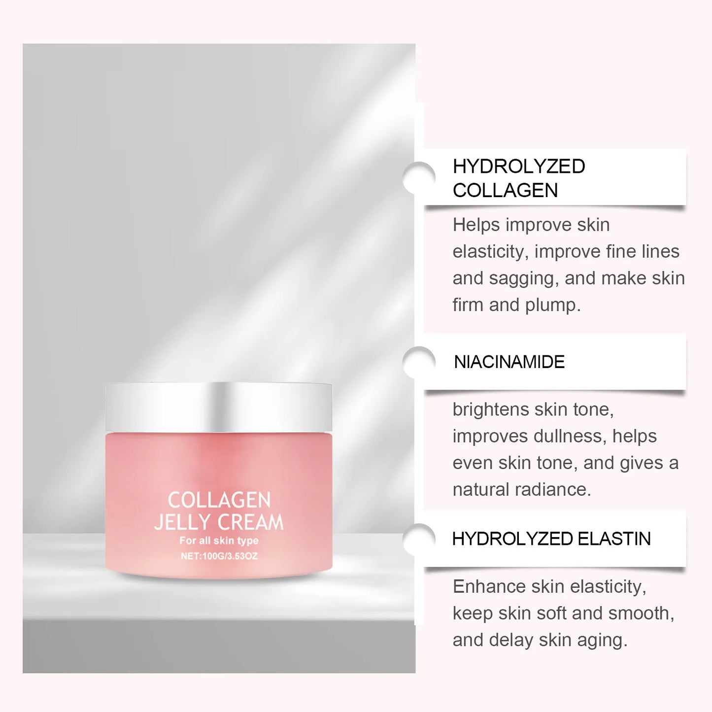 100g Collagen Jelly Cream – Anti-Aging, Anti-Wrinkle, Hydrating, and Skin Tightening Moisturizer for Soft, Firm Skin