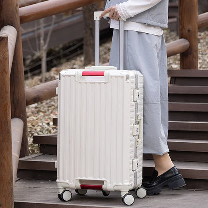 30-Inch Five-Wheel Aluminum Frame Suitcase — Multifunctional Cabin Luggage with Password Lock, USB Port & Cup Holder