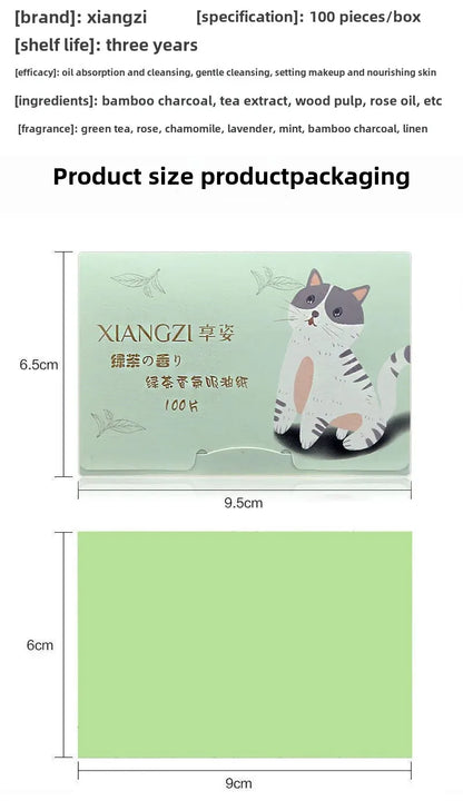 100/300PCS or 6 Packs Portable Facial Oil Blotting Papers – Oil Control & Face Cleansing Wipes