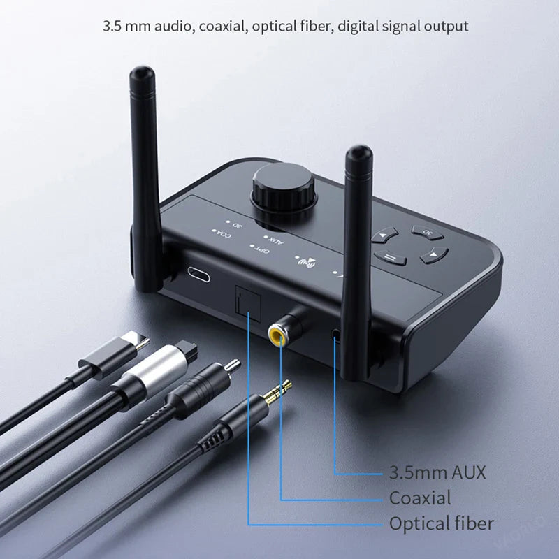 3D Stereo Bluetooth 5.3 Audio Receiver | Optical, Coaxial, 3.5mm AUX Output Wireless Adapter for Car and Speakers