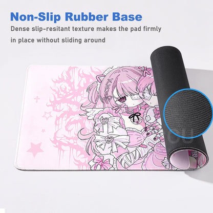 Anime Cute Angel Girl XXL Mouse Pad — Extended Gaming Desk Mat for Laptop, PC, Keyboard, Kawaii Pink Mousepad Carpet