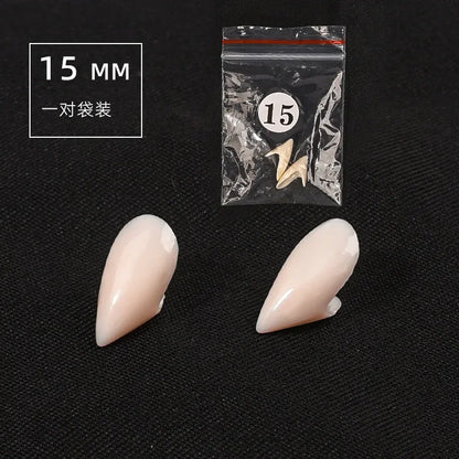 5 Pairs Halloween Vampire Fangs – Resin False Teeth Costume Props with Solid Glue for Cosplay, Party & DIY Decoration