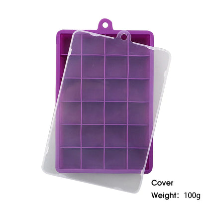 24-Hole Silicone Ice Tray — Square Mold for Ice, Food, Cheese, Jelly, with or without Lid
