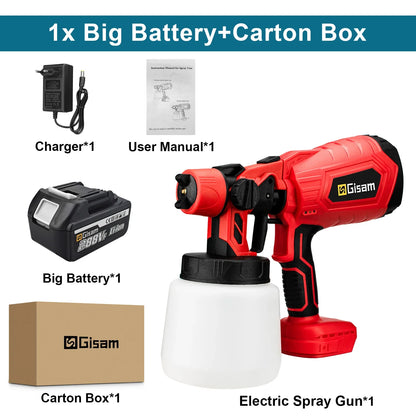 1000ML Cordless Electric Spray Gun – High Power HVLP Paint Sprayer for Auto, Furniture, Steel Coating, Compatible with Makita 18V Battery