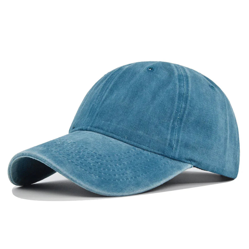 Baseball Snapback Cap – Pure Color Cowboy Hat, Water-Washed Hip Hop Fitted Cap for Men & Women, Spring & Autumn