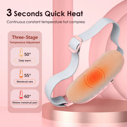 Electric Heating Pad for Women | Menstrual Cramp Relief Vibrator Belt | Abdominal Warmer & Blood Circulation Massager