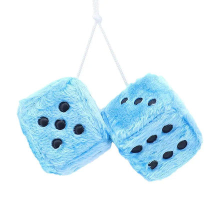Long Hair Hot Stamping Dot Dice Plush Toy Cube – Anime Car Ornament & Decoration Pendant Accessory