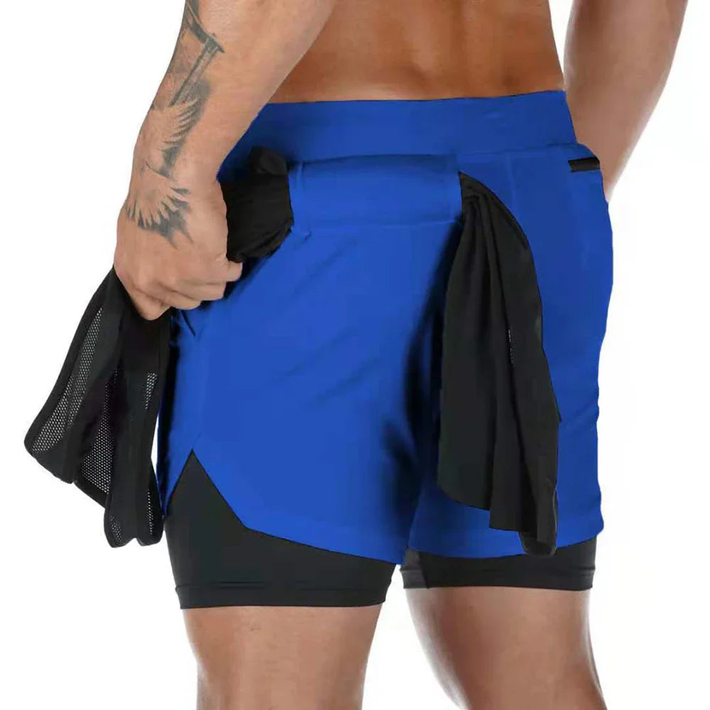 Men's 2-in-1 Double-Deck Running Shorts: Sportswear for Gym Fitness & Training - Jogging Bottoms for Active Men's Clothing