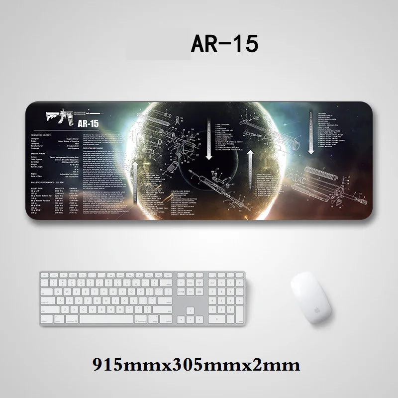 Gun Cleaning Mat Mouse Pad — Armorers Bench Mat with Parts Diagram & Instructions for AR15, AK47, GL, 1911