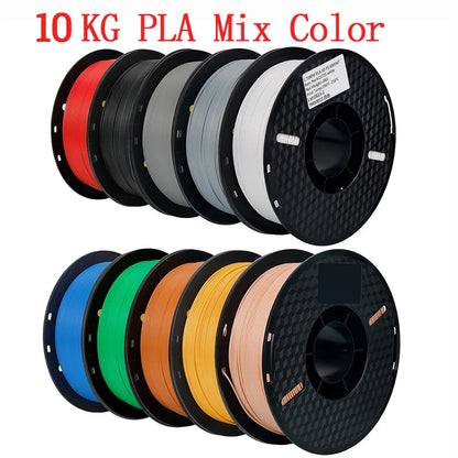 KINGROON 3D Printer Filament 22LBS — 10 Rolls 1KG 1.75mm PETG & PLA, Eco-Friendly Mixed Colors, High Toughness