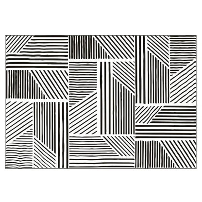 Light Luxury Black & White Plaid Rug — Fluffy Soft Carpet for Bedroom, Living Room, Study, and Home Decor