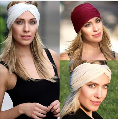 Wide Elastic Headband for Women – Yoga, Pilates, Running & Cycling Sweatband Hairband Turban Makeup Hair Hoop
