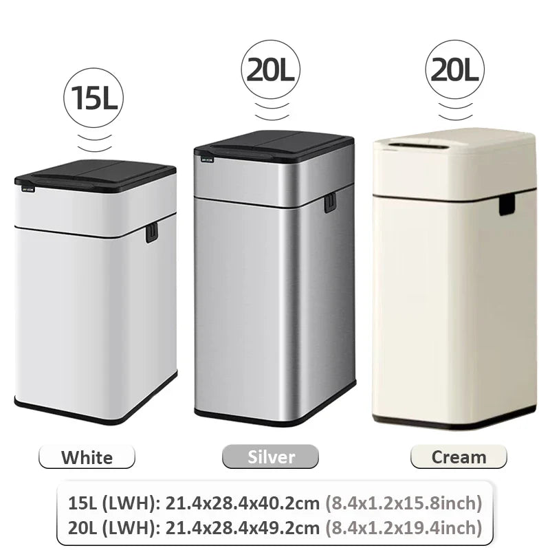 20L Stainless Steel Smart Sensor Trash Can — Automatic Kitchen Food & Waste Bin (15L/20L)
