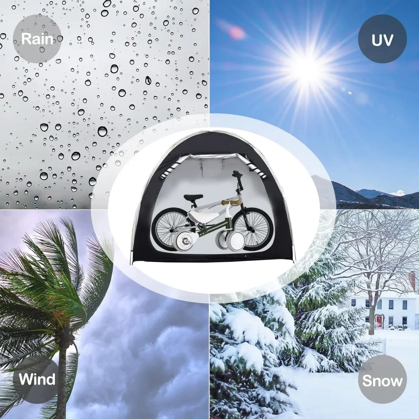 Portable Bike Storage Shed Tent - Waterproof Foldable Bicycle Shelter Cover for 1-4 Bikes Outdoor Protection