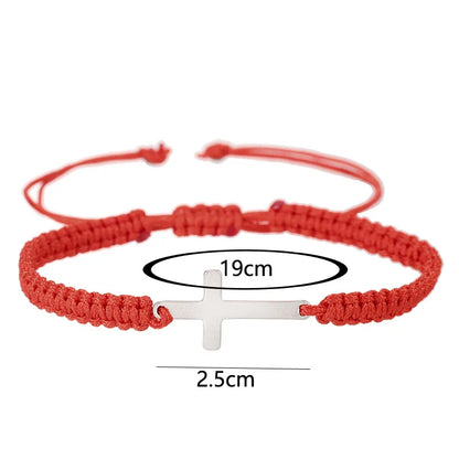 Handwoven Adjustable Stainless Steel Cross Bracelet – Colorful Cord Couple Friendship Jewelry