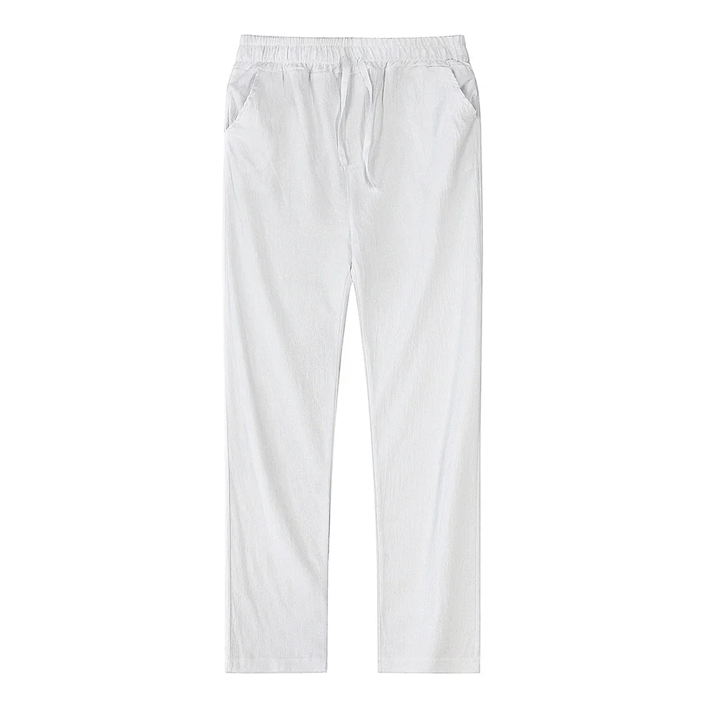 Men's Cotton Linen Pants – Breathable Solid Color Trousers for Autumn, Fitness & Streetwear, S-3XL