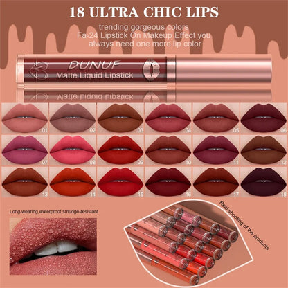 Matte Velvet Dark Red Brown Lip Gloss – Long-Lasting Waterproof Liquid Lipstick with Natural Moisturizer & Transparent Lip Oil