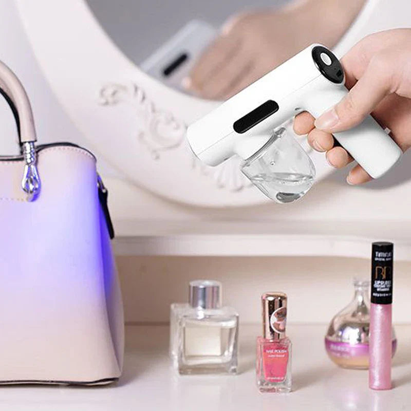Portable Handheld Electric Disinfection Spray Gun – Rechargeable Atomized Humidifier with Blue Light