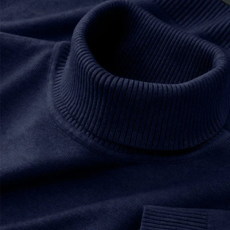Men's 2026 Knitted Turtleneck Sweater - Solid Color Warm Breathable Pullover Casual Business Streetwear Top