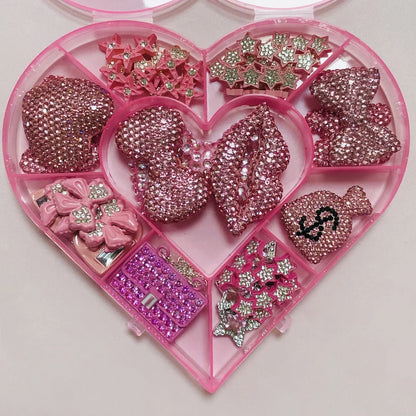 43PCS Luxury Charm Set — Diamond Bow, Perfume Bottle, Butterfly & Lip Decorations for Phone Case, Purse, and DIY Crafts