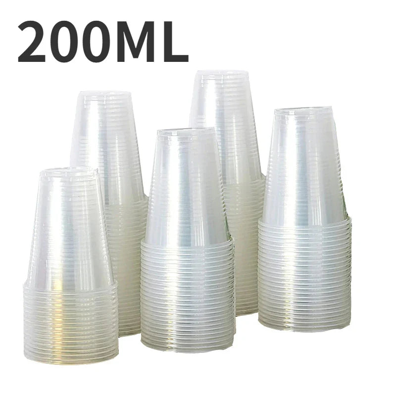 50/100PCS Disposable Clear Plastic Cups — Party, Picnic, Wedding & Camping Drinking Cups