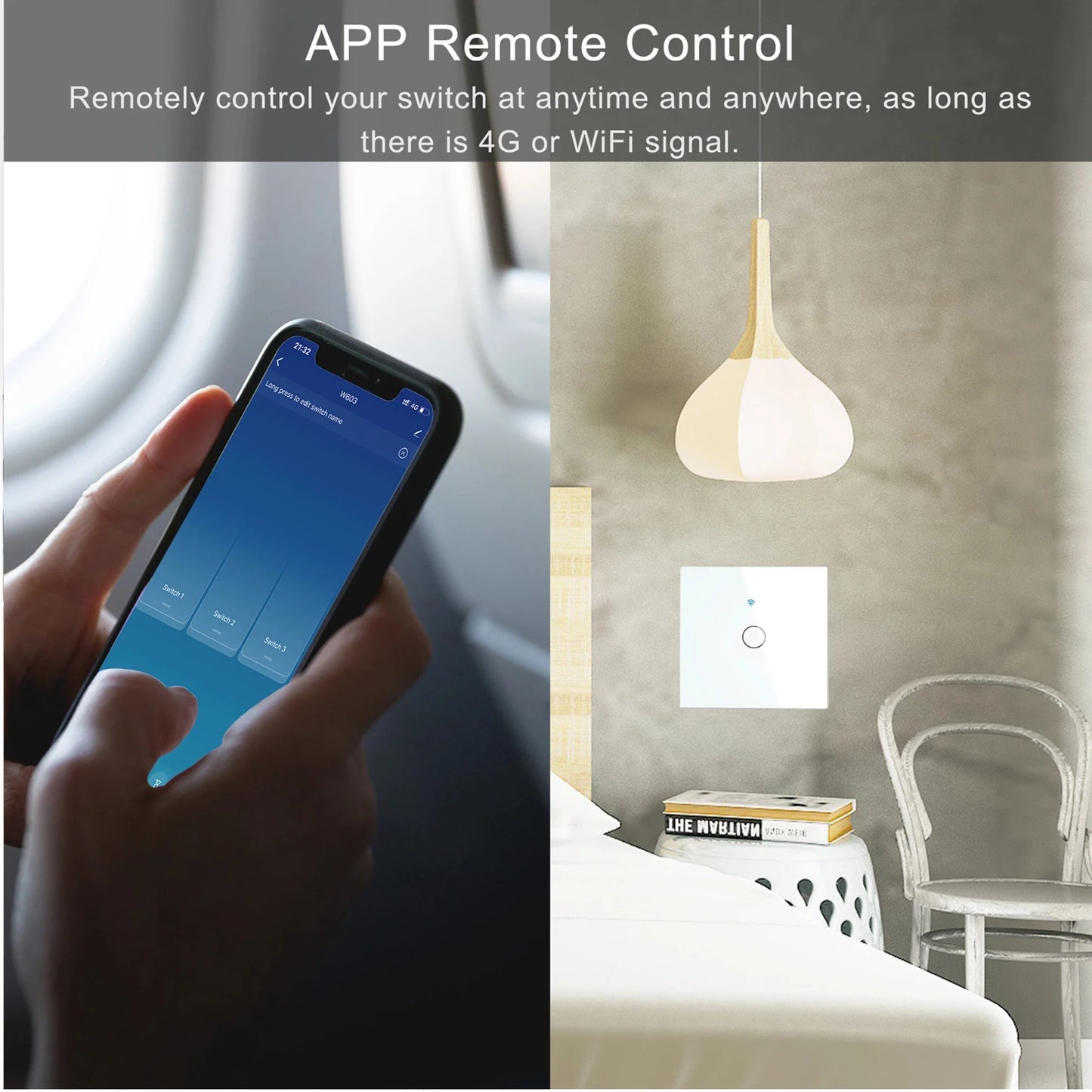 Mobu Tuya WiFi Touch Switch - Smart Wall Light Switch for EU Smart Home - Alexa Google Home Compatible - 433RF WiFi Remote - 1/2/3 Gang