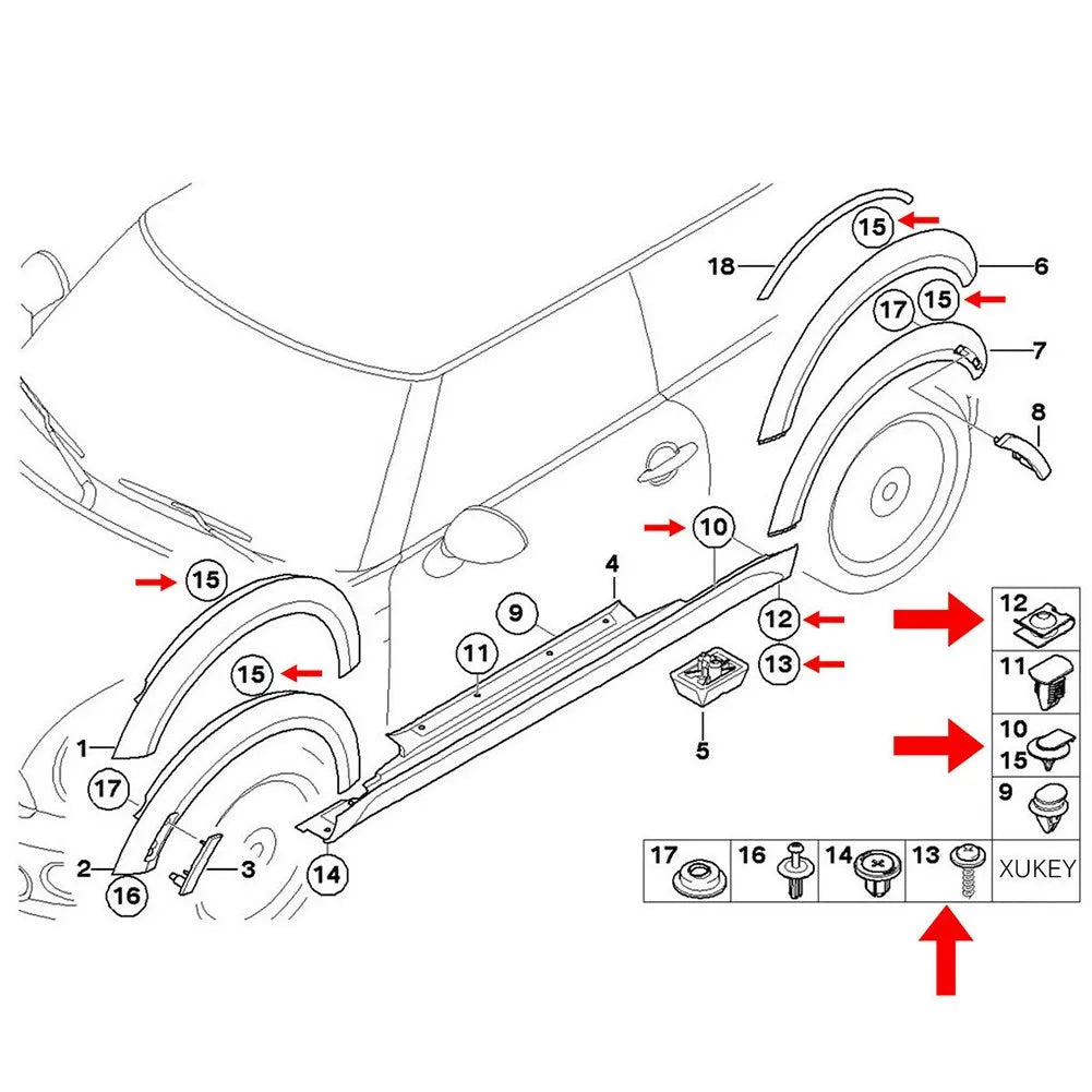 BMW Undertray Screw Clips - 20PCS Hex Head Tapping Bolt Fasteners for Splash Guard Repair