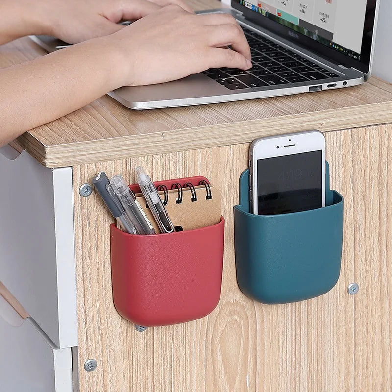 Wall Mounted Storage Box - Mobile Phone Plug Holder, Stand Rack, Remote Control Organizer for Air Conditioner & TV