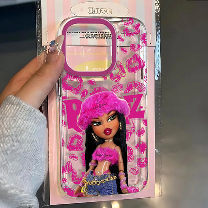 Fashion Bratz Doll Clear Phone Case – Protective Cover for iPhone 7 to 16 Series, Pro Max & SE2020