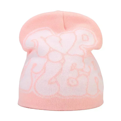 Y2K Letter Knitted Beanie Cap – Unisex Winter Autumn Warm Ski Skullcap, Hip Hop Streetwear Ear Cover Hat for Men & Women