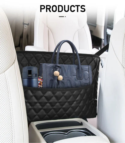 SEAMETAL PU Leather Car Handbag Holder - Seat Back Hanging Storage Organizer for Auto Interior