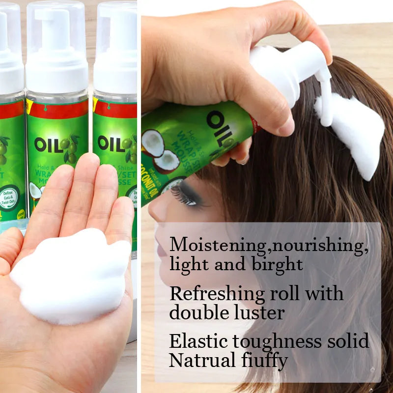 Wrap Foam Hair Mousse – Strong Hold Setting Lotion for Natural Hair, Moisturizing Curl & Shine Mousse