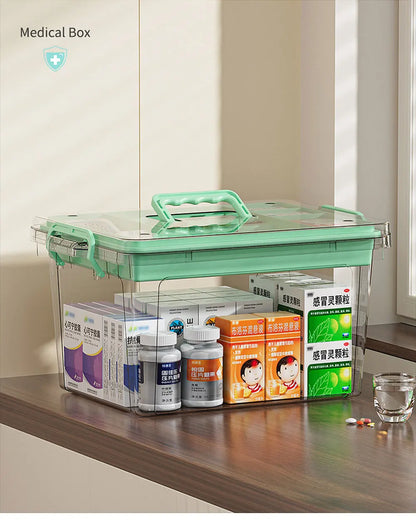 Large Capacity Portable Medicine Box – Multi-Layer Transparent First Aid & Medicine Storage Organizer