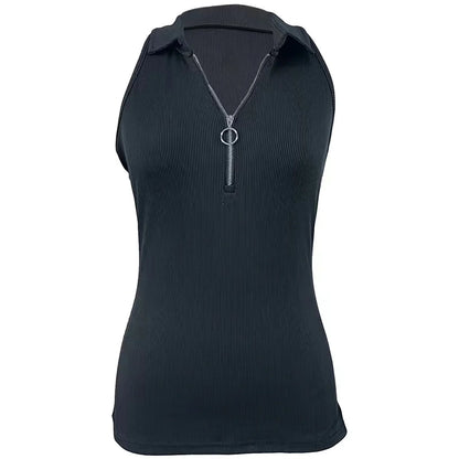 Stylish Solid Color Zipper Vest: Women's Fashion Casual T-Shirt for Spring & Summer in Europe and the United States