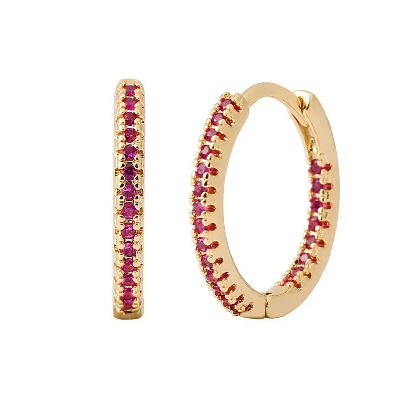 Colorful Zircon Round Earrings – Elegant Jewelry for Women, Stylish Daily & Party Wear Accessories