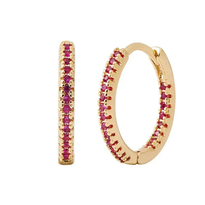 Colorful Zircon Round Earrings – Elegant Jewelry for Women, Stylish Daily & Party Wear Accessories