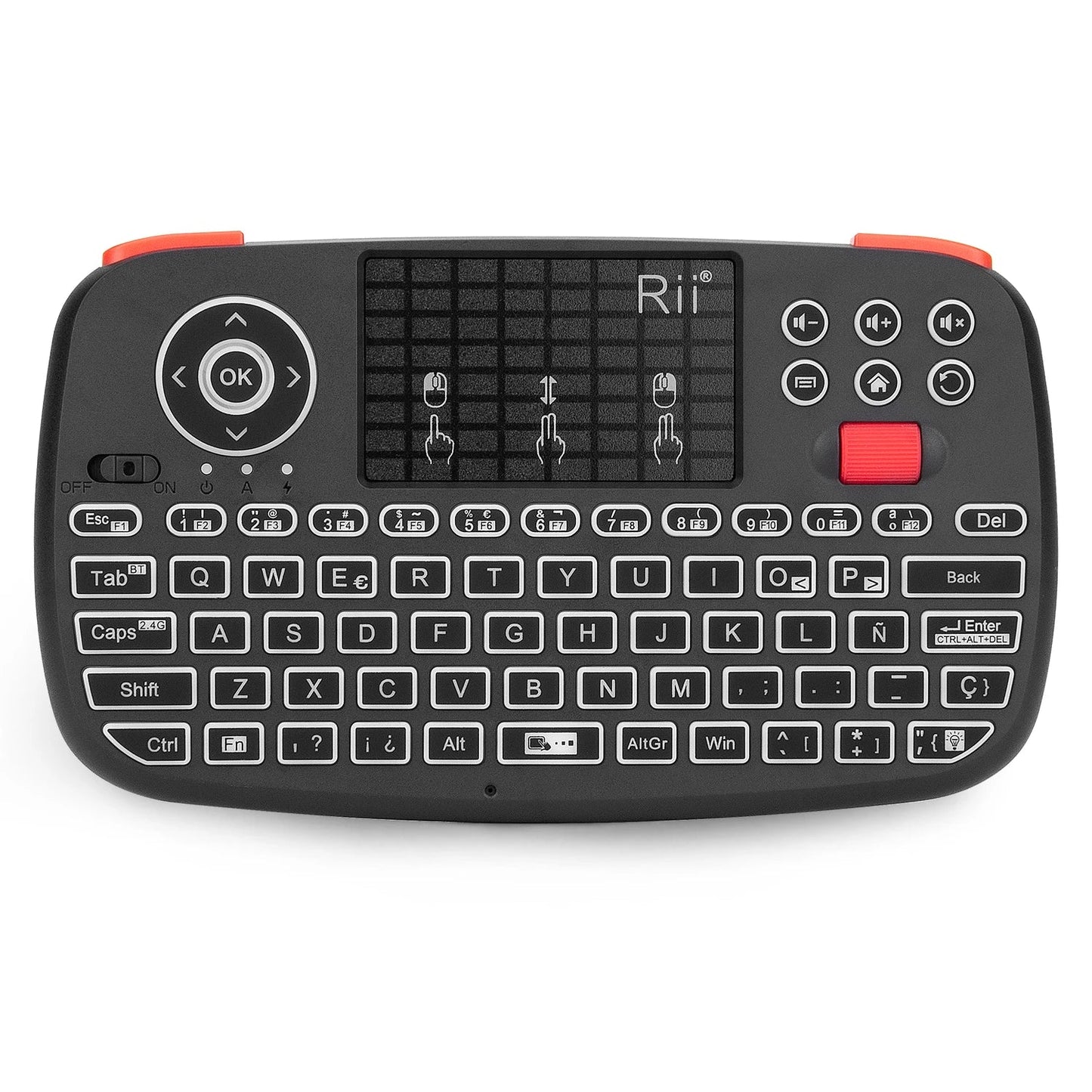 Rii i4 Mini BT Wireless Keyboard with Touchpad - 2.4GHz Backlit Mouse Remote for Windows, Android TV Box, and Smart TV