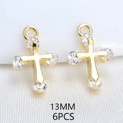 24K Champagne Gold Cross Charms - Small Brass DIY Jewelry Pendants & Craft Accessories