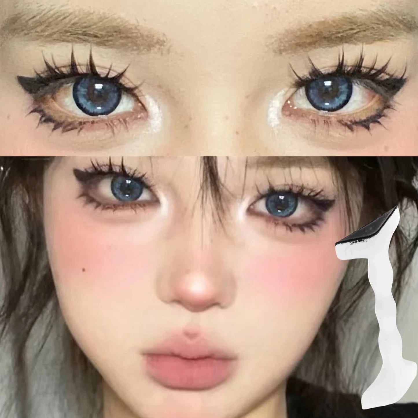 Waterproof Simple Eyeliner Stamp - Long-Lasting Double-Ended Lash Template with Ink, Black Eye Liner for Beginners