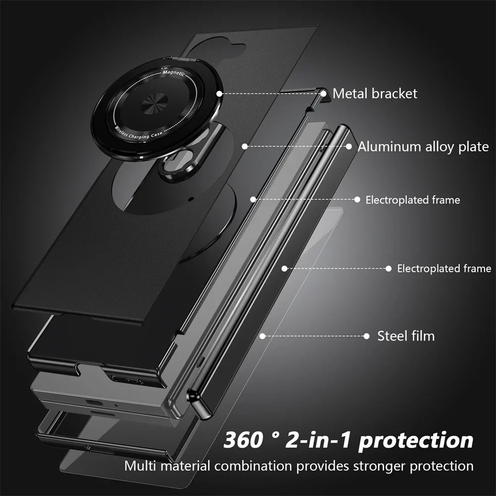 360° Rotating Magnetic Ring Case for Samsung Galaxy Z Fold 6/5/4/3 5G – Hinge Protection Phone Cover with Holder