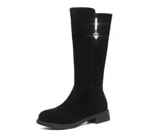2025 Women’s Plush Snow Boots – Casual Flat Cotton Thigh-High Winter Shoes with Side Zipper