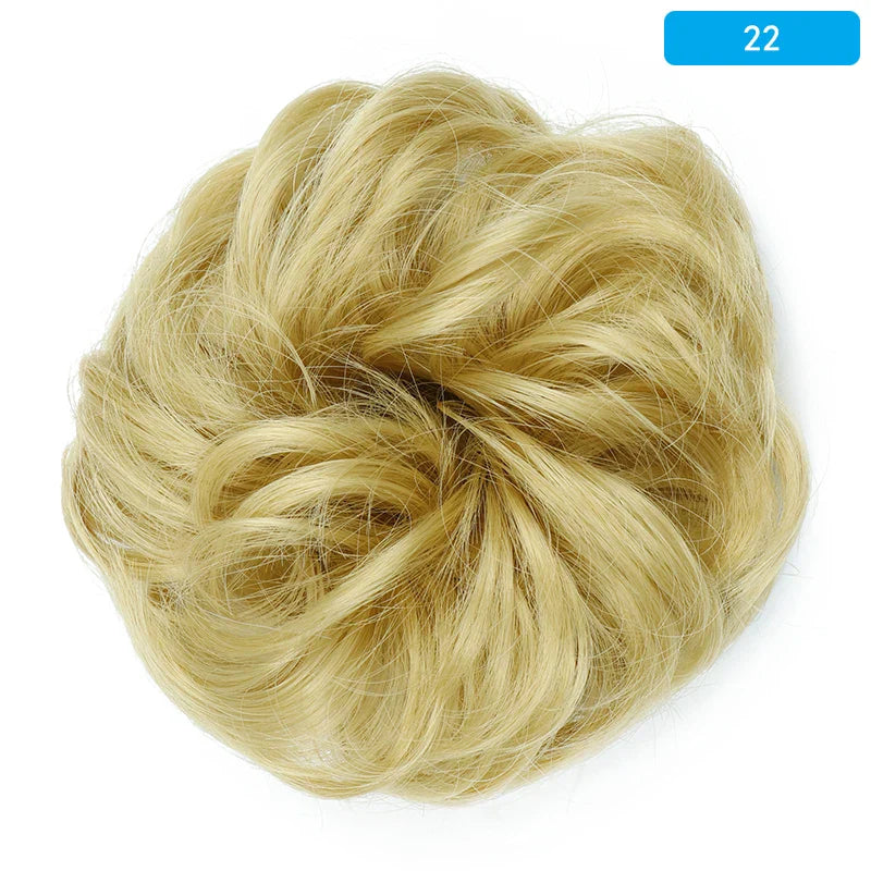 AZQUEEN Messy Bun Hair Extension – Synthetic Curly Wave Chignon Scrunchie, Elastic Band Updo Hairpiece for Women