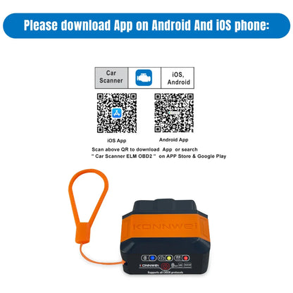 KONNWEI KW906 OBD2 Scanner – Bluetooth 5.0 ELM327 V1.5 Car Diagnostic Tool & Code Reader for Android/iOS