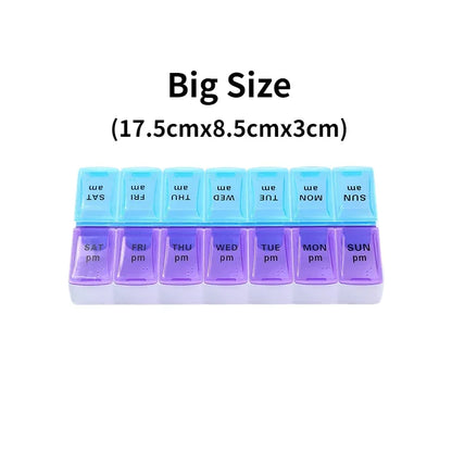 Weekly Travel Pill Organizer Box – 7-Day Portable Medicine & Vitamin Storage with 14 Grid Compartments