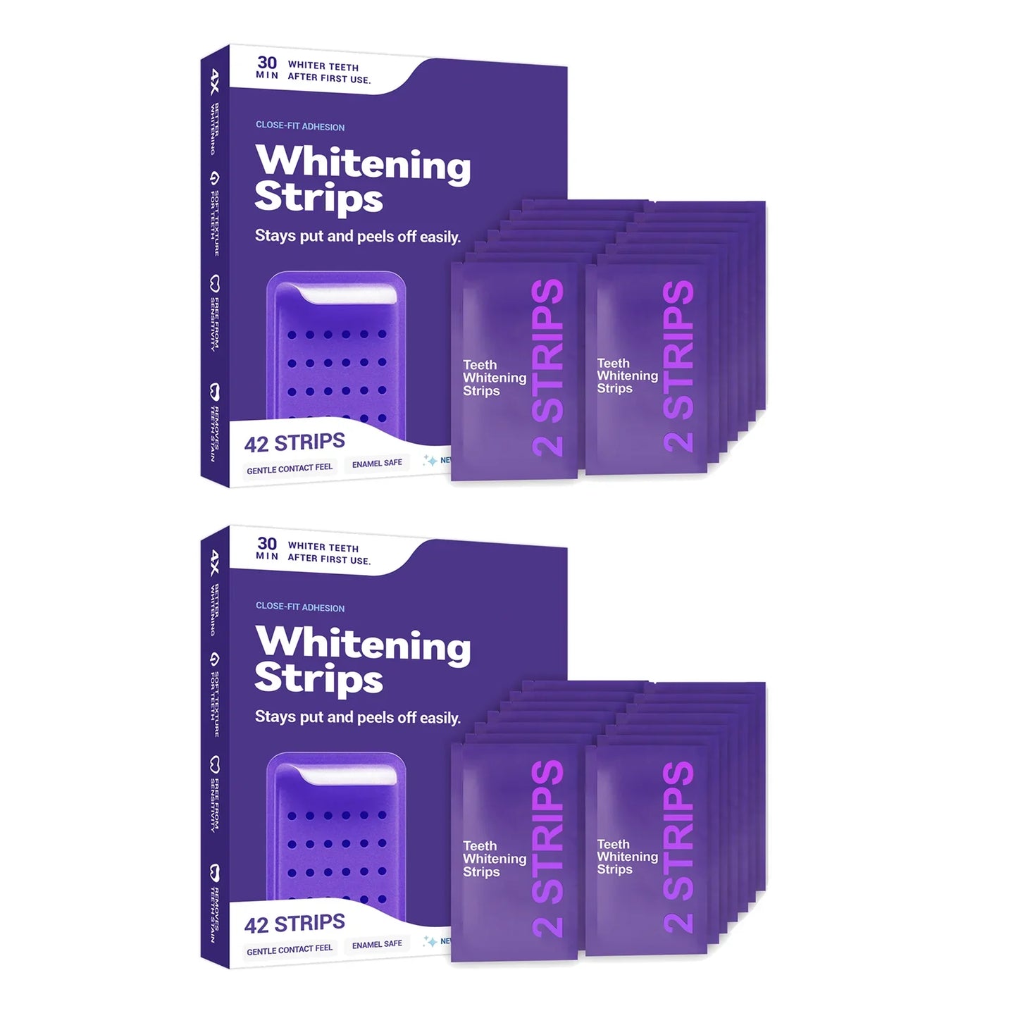 Purple Teeth Whitening Strips - Advanced Whitening Gel for Yellow Teeth Stain Removal & Bright Smile Care