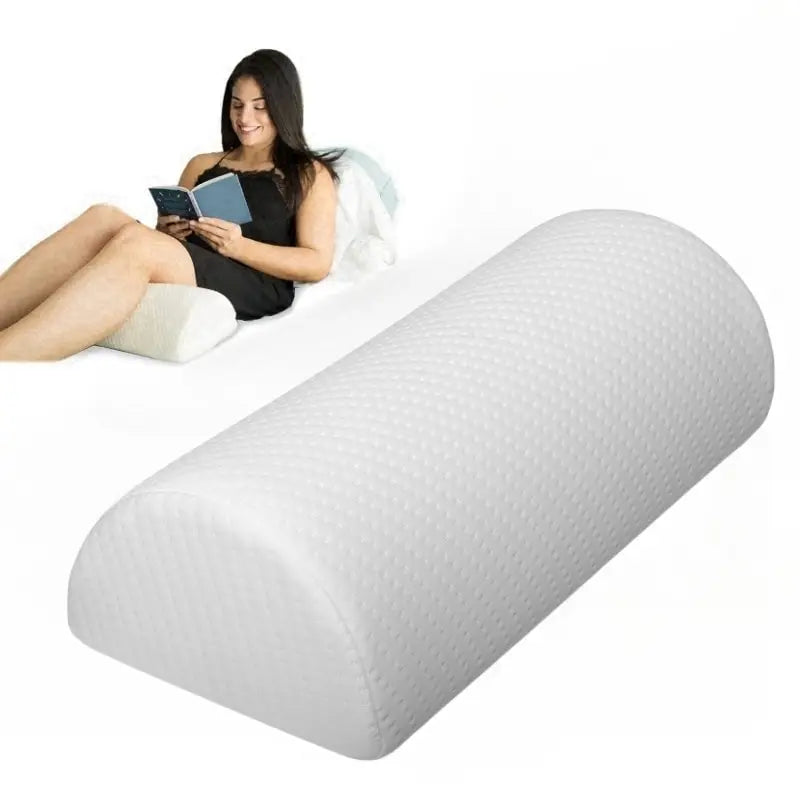 Comfort Memory Foam Bolster Pillow — Cotton Cover Lumbar Support for Legs, Back & Head, Semi-Roll Cushion