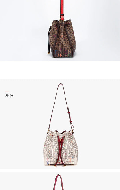 Luxury Women’s Bucket Handbag — Classic Designer Shoulder Bag with Fashion Print, Stylish Wallet for Women