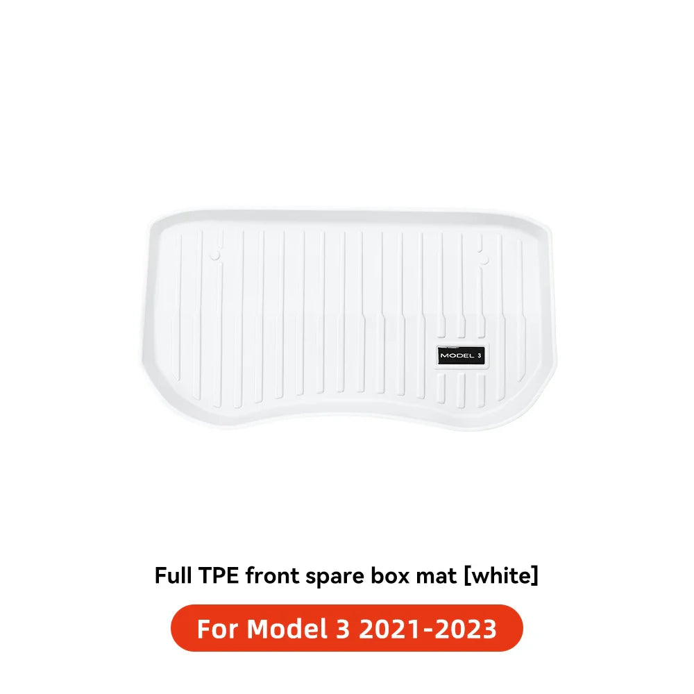 YZ TPE White Foot Pad — Fully-Surrounded Floor Liner for Tesla Model 3 & Model Y (2021–2025) | Waterproof, Non-Slip